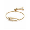 Pulsera Ajustable Cartouche Pavé & Gemas en Movimiento Doré