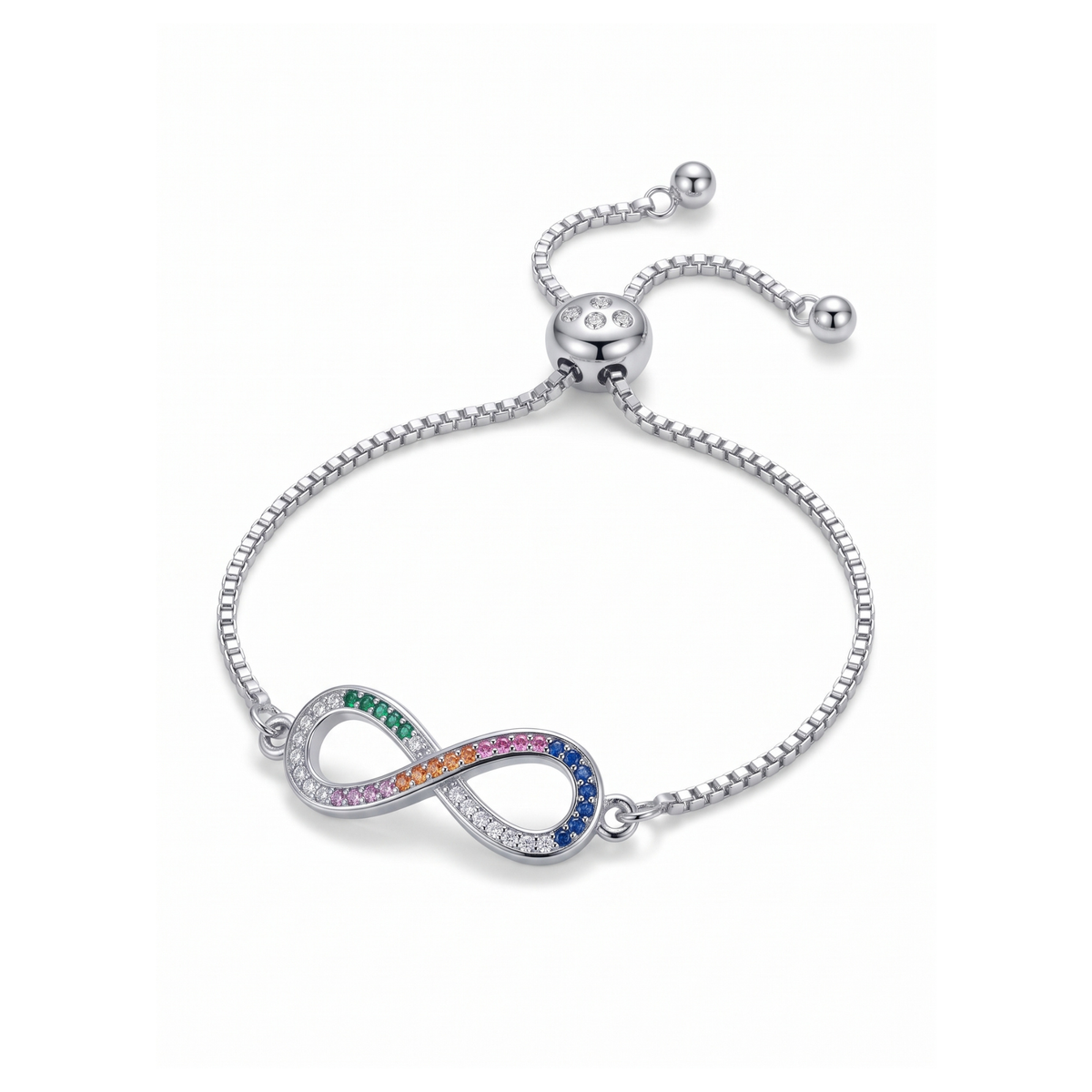 Bracelet Infini Arc-en-ciel en Pavé Multicolore