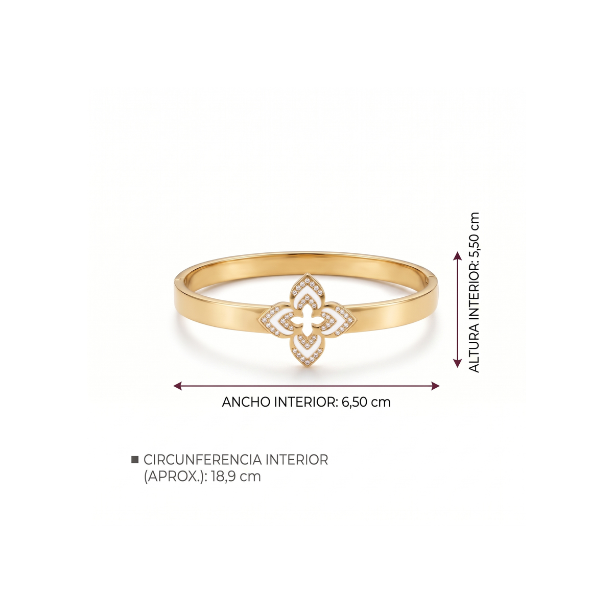Brazalete Rígido Fleur Blanche & Pavé Éclat