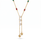 Collar Corazón Cascade Perlé con Destellos Rubí & Émeraude
