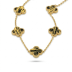 Collar Trèfle Tigre Royale con Motivos Striés en Oro & Ébène