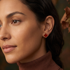 Boucles d'oreilles Trèfle Chance en Rouge Terre Cuite & Or Solaire