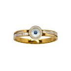 Rigid Bracelet with Evil Eye and Mother-of-Pearl - 100% 18K Gold Plated Steel