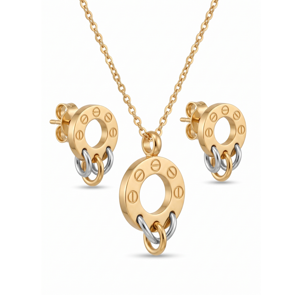 Collier et boucles d'oreilles Cercle Trinity Vis