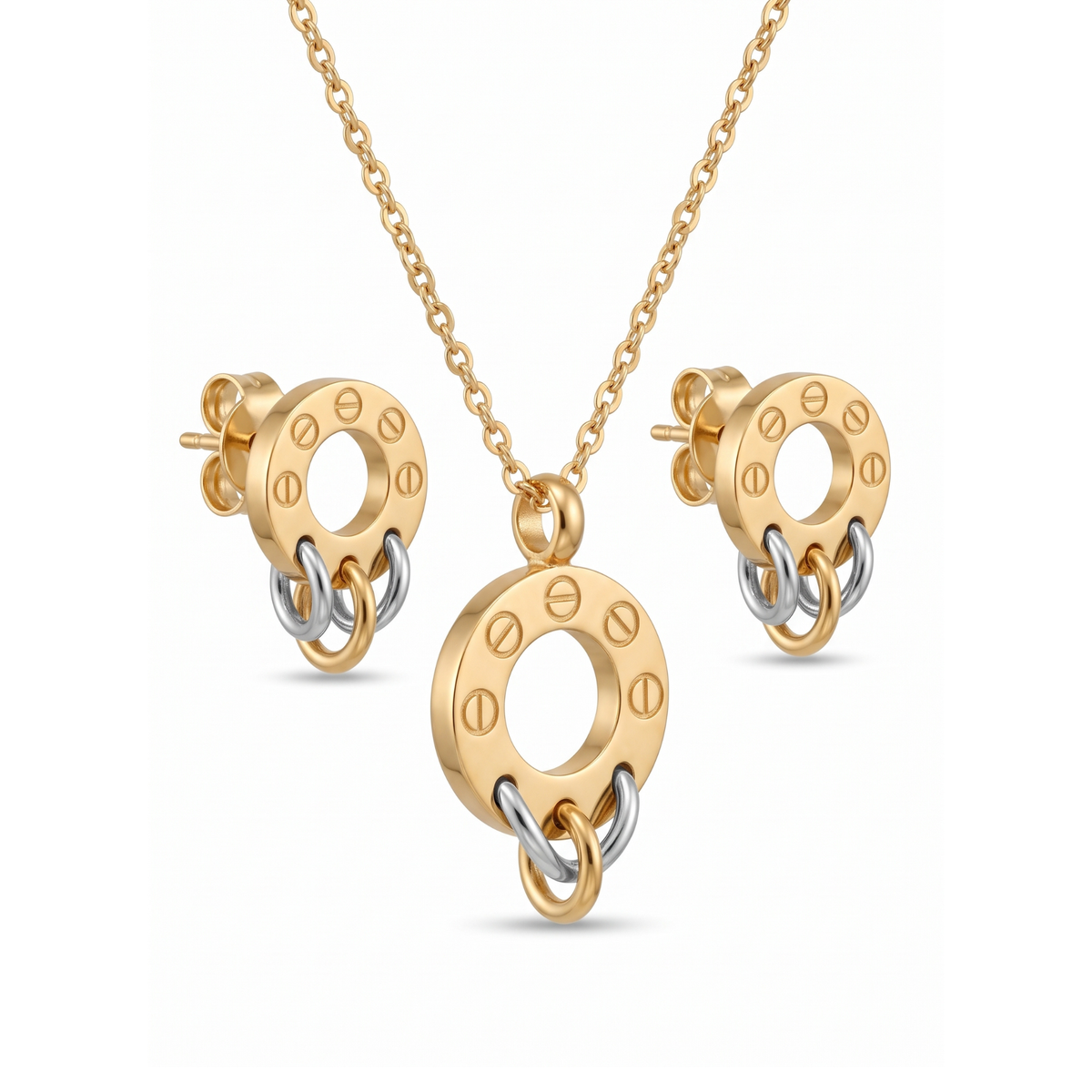 Collier et boucles d'oreilles Cercle Trinity Vis
