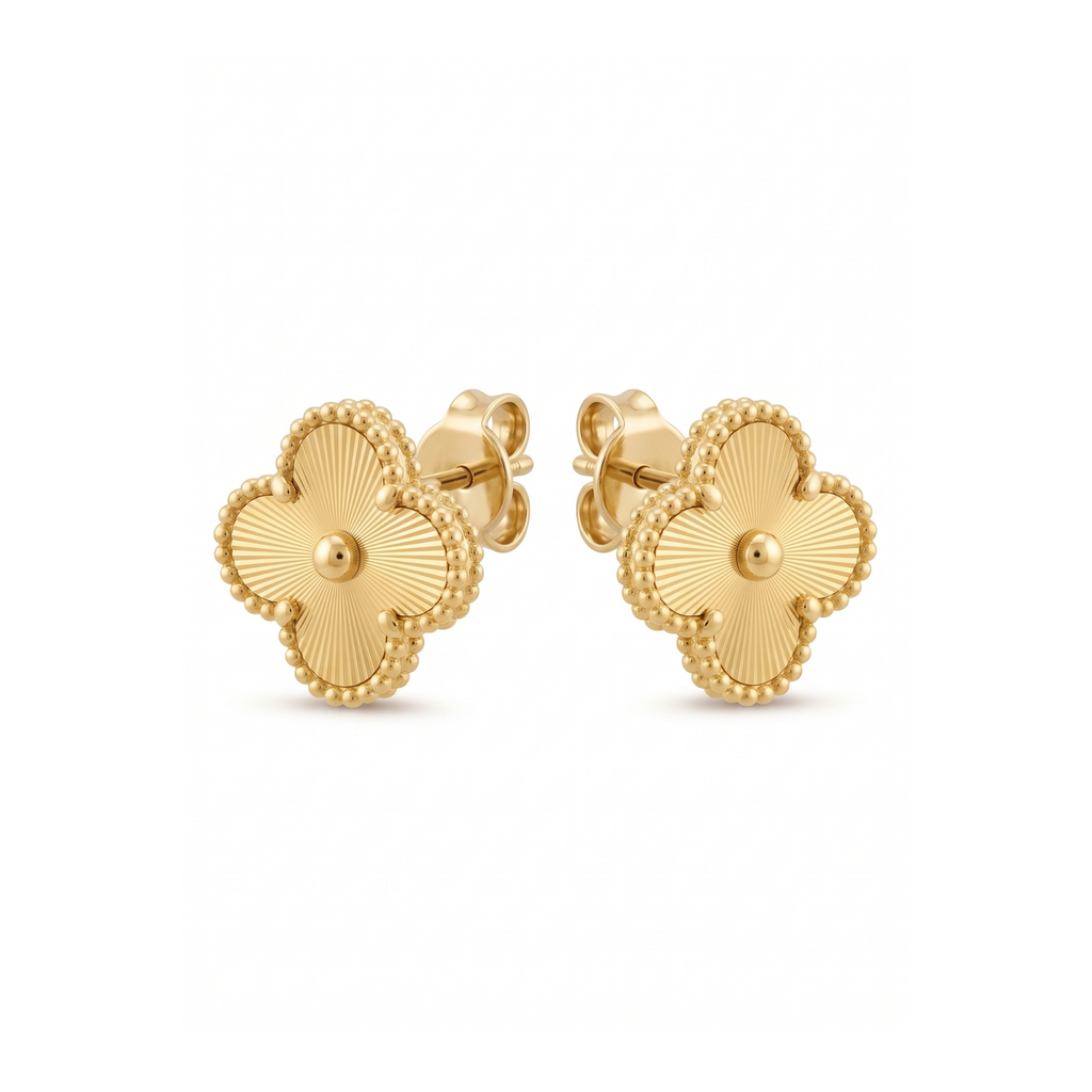 Boucles d'oreilles Trèfle 100 % Acier plaqué Or 18K