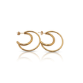 Half Moon Double Hoop Earrings 100% 18K Gold Plated Steel