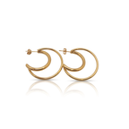 Half Moon Double Hoop Earrings 100% 18K Gold Plated Steel
