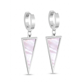 Hoop Earrings with Mother-of-Pearl Triangle Pendant - Anti-Allergic Stainless Steel