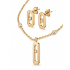 Collier et Boucles d'oreilles Mouvement & Diamant Doré