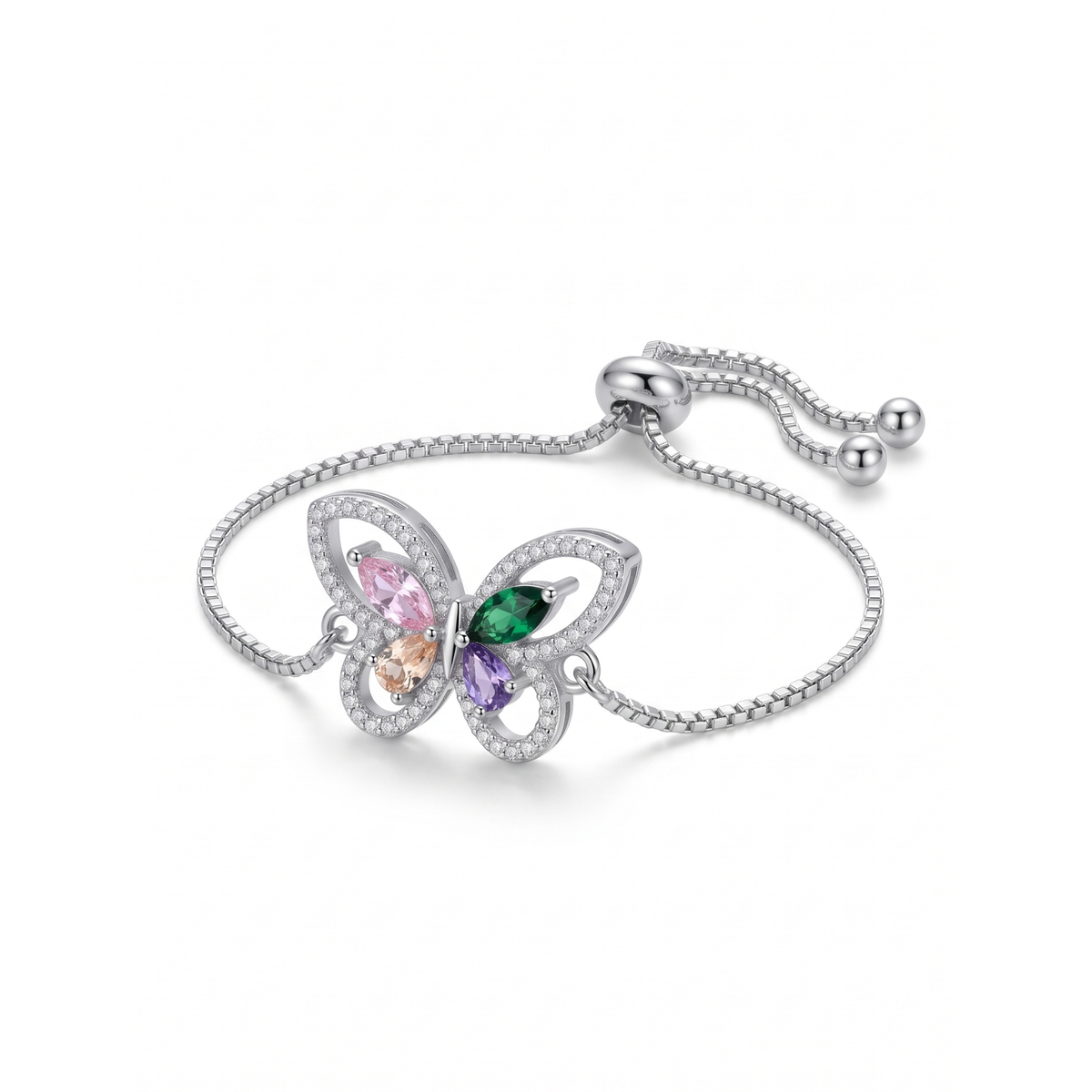 Bracelet Papillon Éclat avec Ailes Pastel & Émeraude