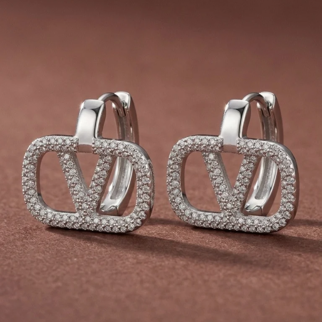 Pendientes Monogramme Pavé Argenté