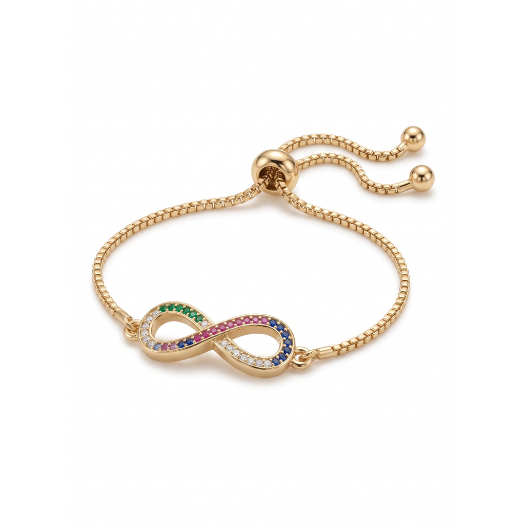 Pulsera Infini Arc-en-Ciel en Oro Cálido & Pavé Multicolor