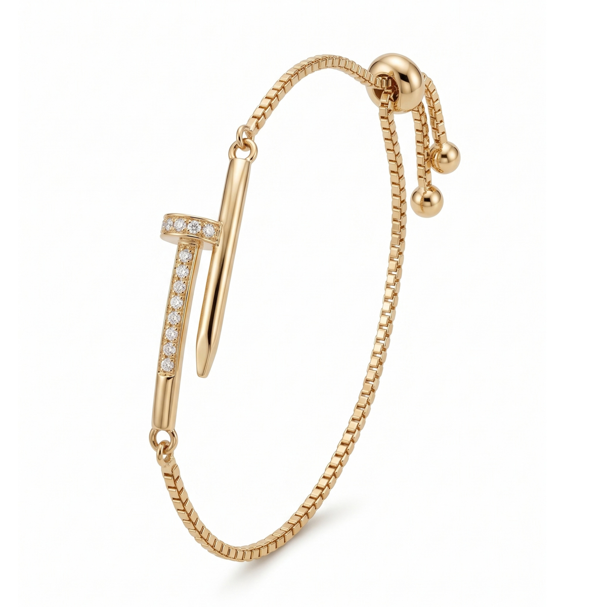 Bracelet ajustable Clou Doré en pavé éclat