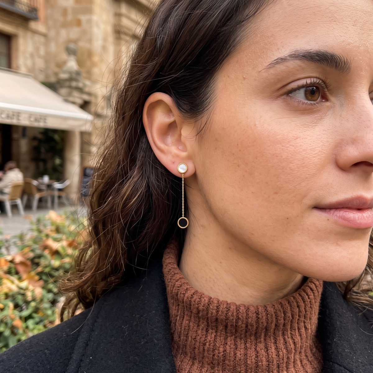 Boucles d'oreilles pendantes chaîne Dualité au design intemporel