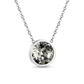 Solitaire Necklace with Round Crystal - 100% Silver Plated Steel