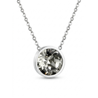 Solitaire Necklace with Round Crystal - 100% Silver Plated Steel