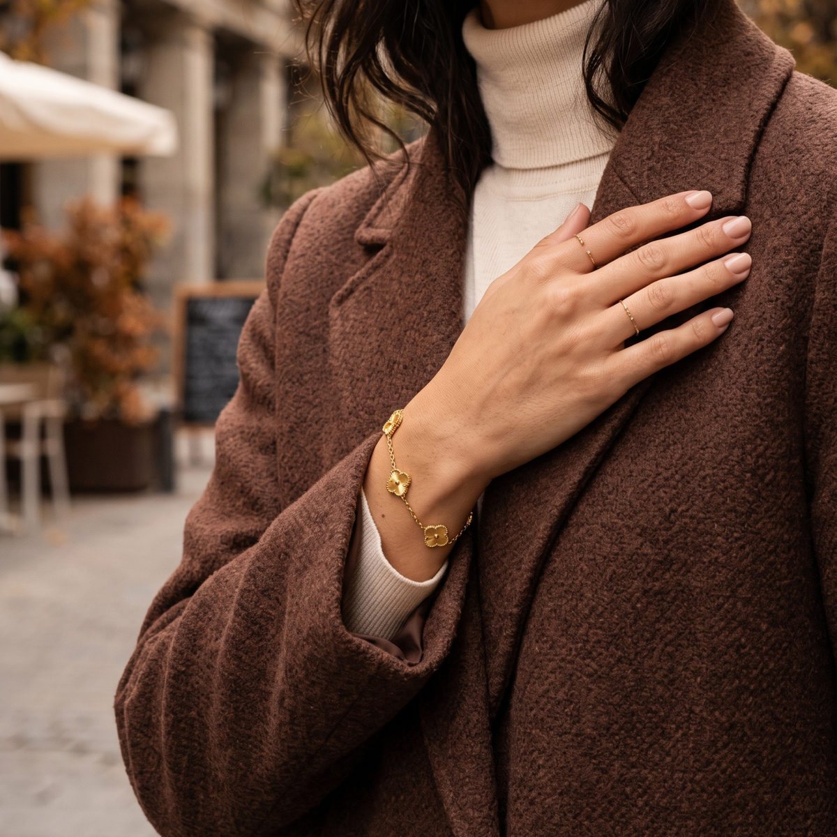 Bracelet Flora en acier inoxydable doré – Design exclusif