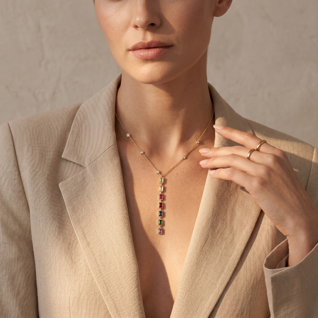 Collier Arc-en-ciel géométrique Drop