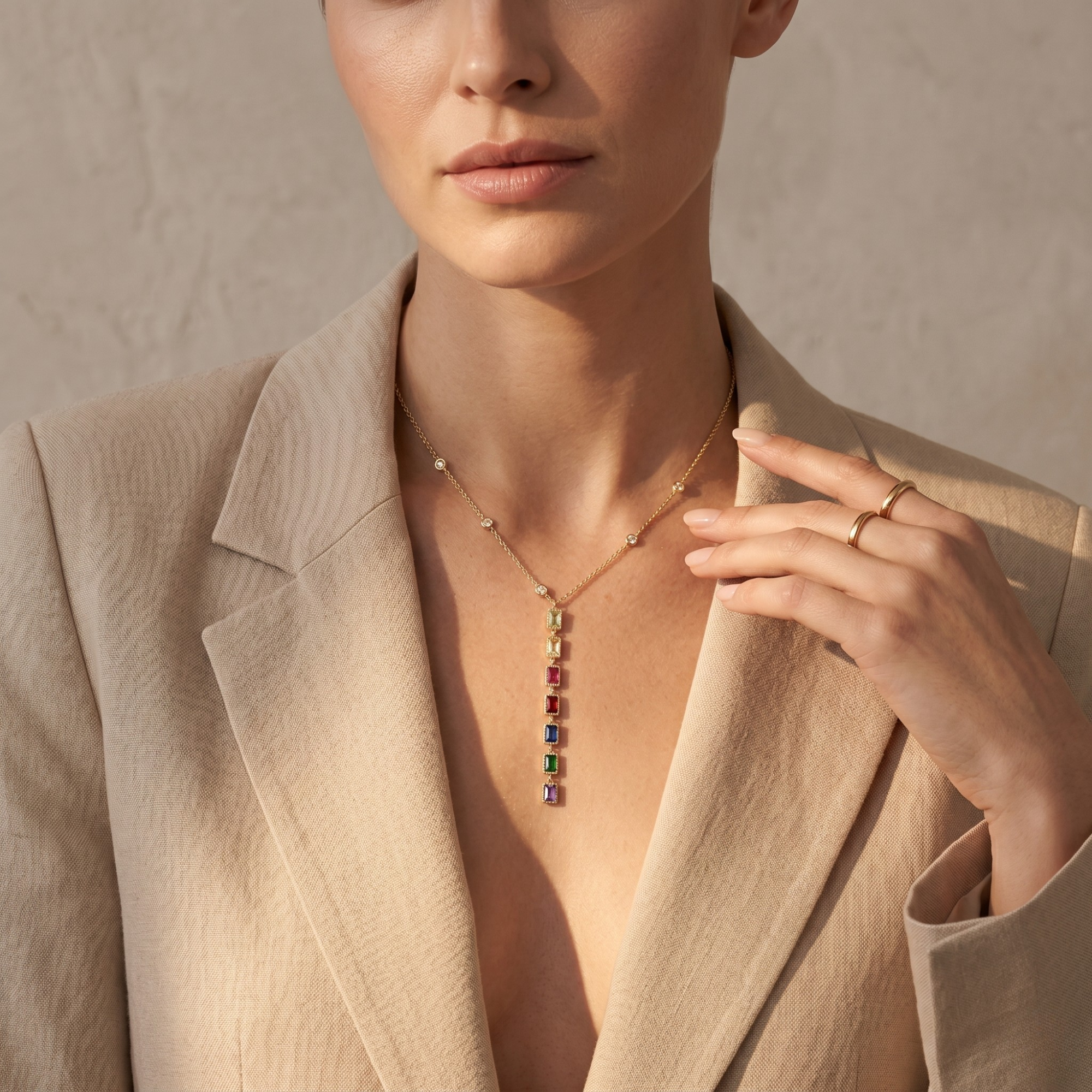 Collier Arc-en-ciel géométrique Drop