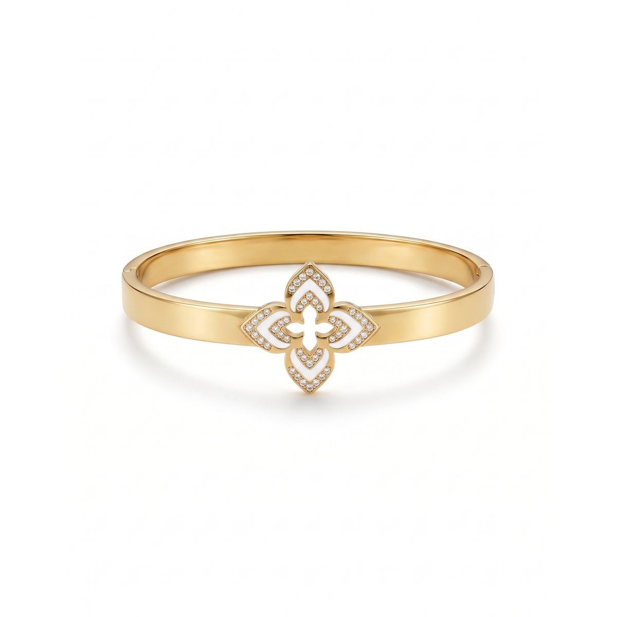 Brazalete Rígido Fleur Blanche & Pavé Éclat