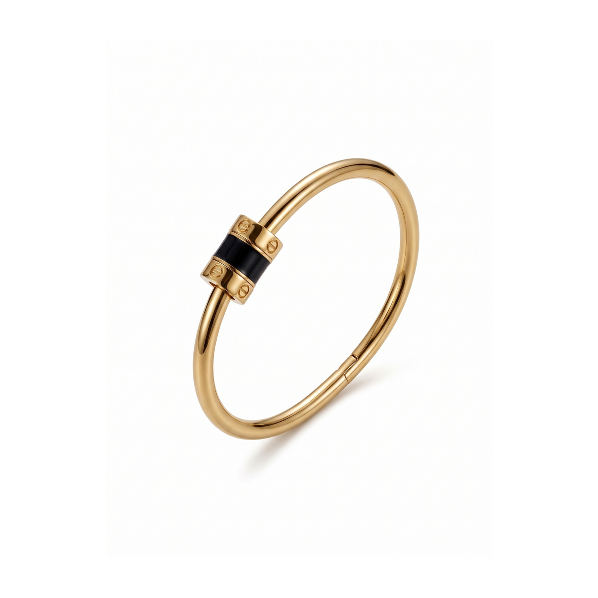 Bracelet rigide Cylindre Noir & Or