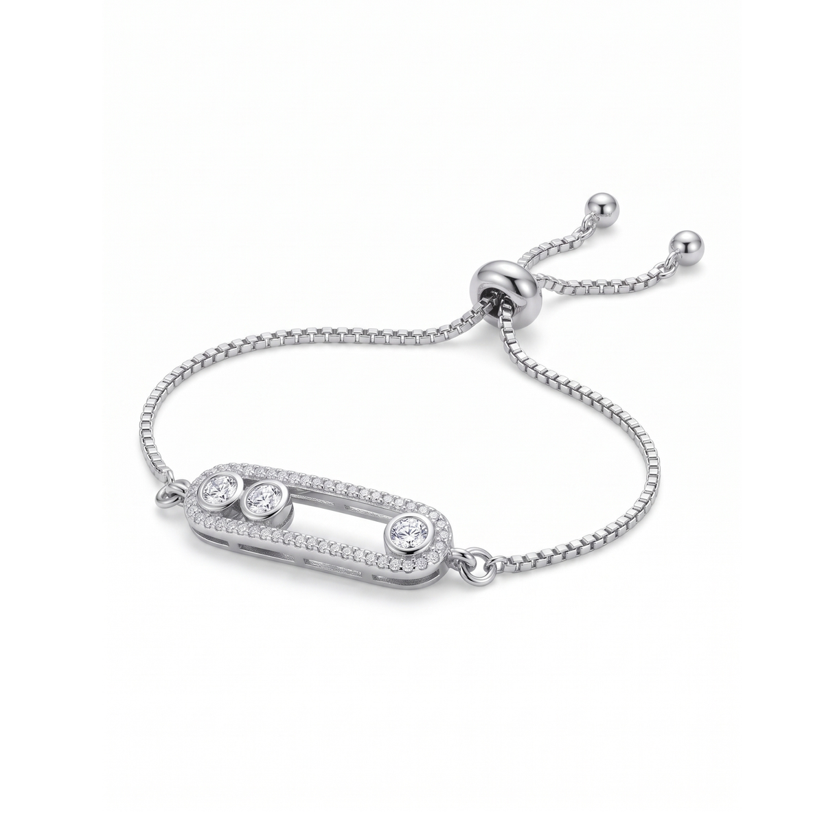 Bracelet ajustable Cartouche Pavé & Gemmes en mouvement