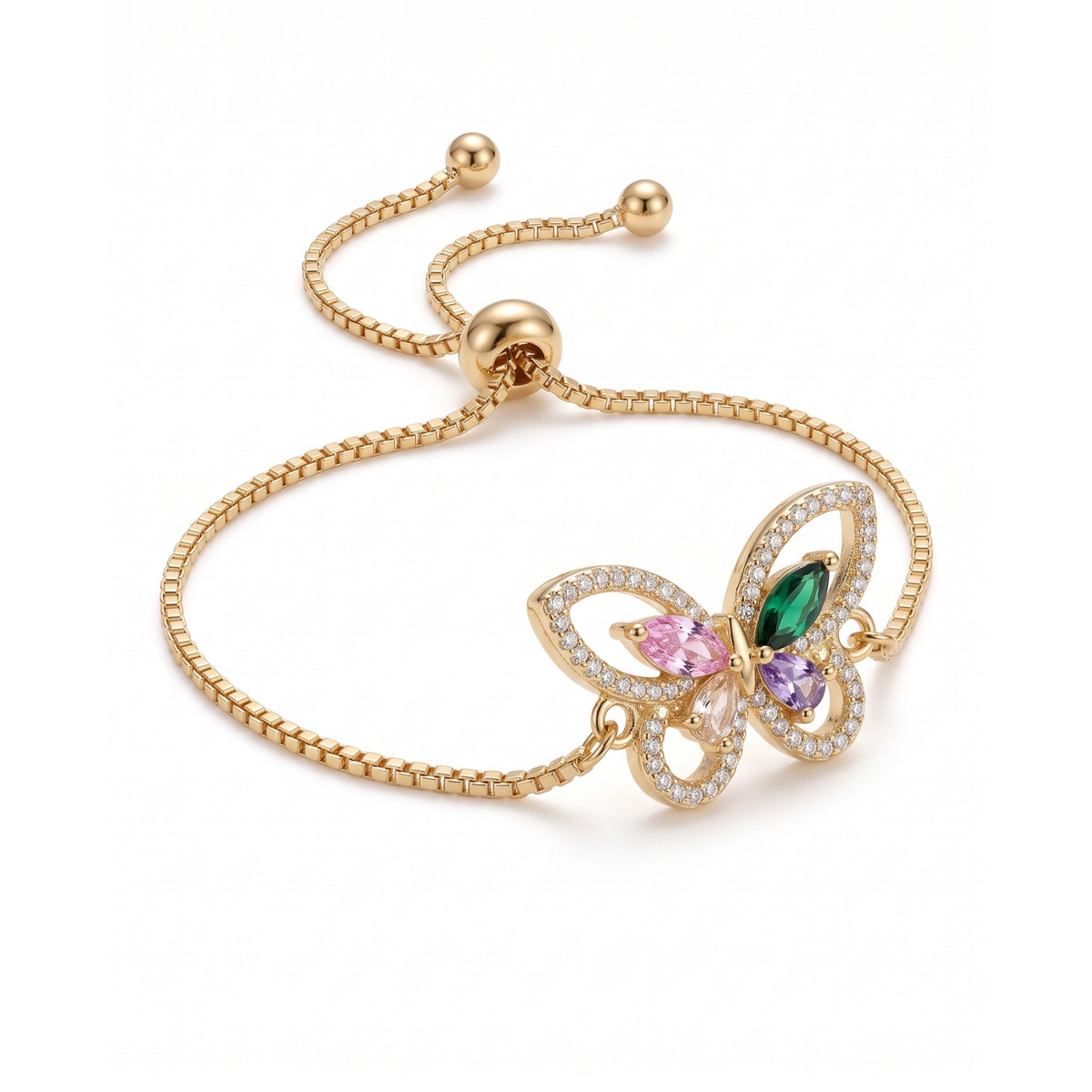 Pulsera Mariposa Papillon Doré en Pavé & Gemas Multicolore