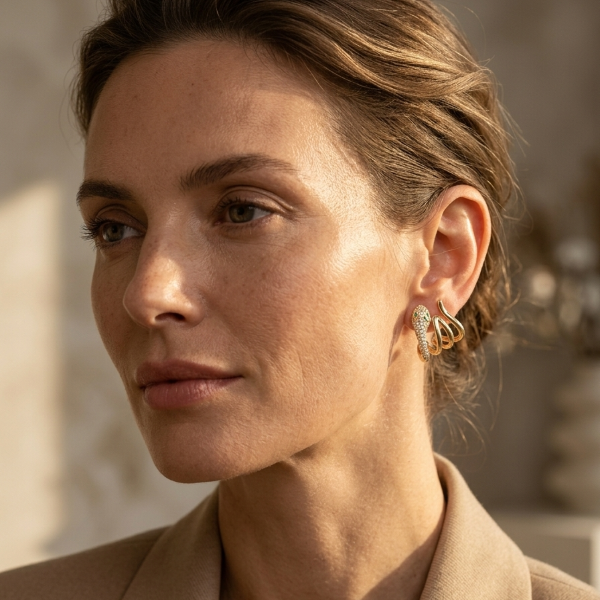 Boucles d'oreilles Le Serpent Mystique Œil d'Émeraude