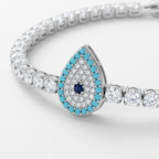 Pulsera Tennis Œil Protecteur Bleu Turquesa