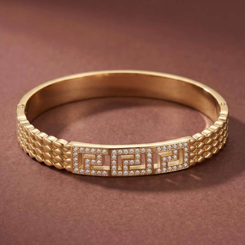 Armreif Clé Grecque Pavé Solaire