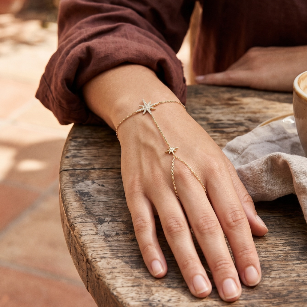 Handarmband Double Étoile Céleste Pavé Solaire