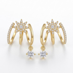 Celestial Arc & Sparkling Drop Earrings
