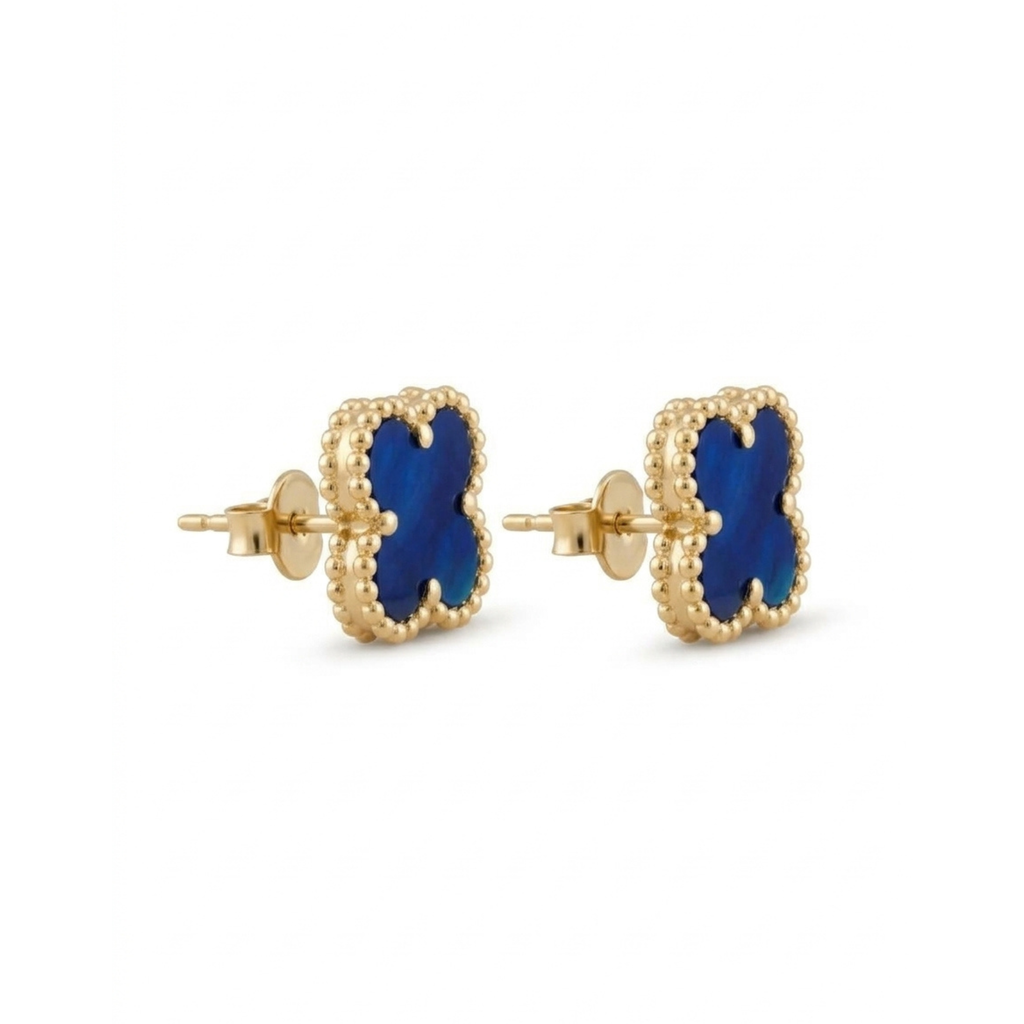 Boucles d'oreilles Alhambra Bleu Étoile avec bordure dorée