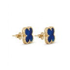Boucles d'oreilles Alhambra Bleu Étoile avec bordure dorée