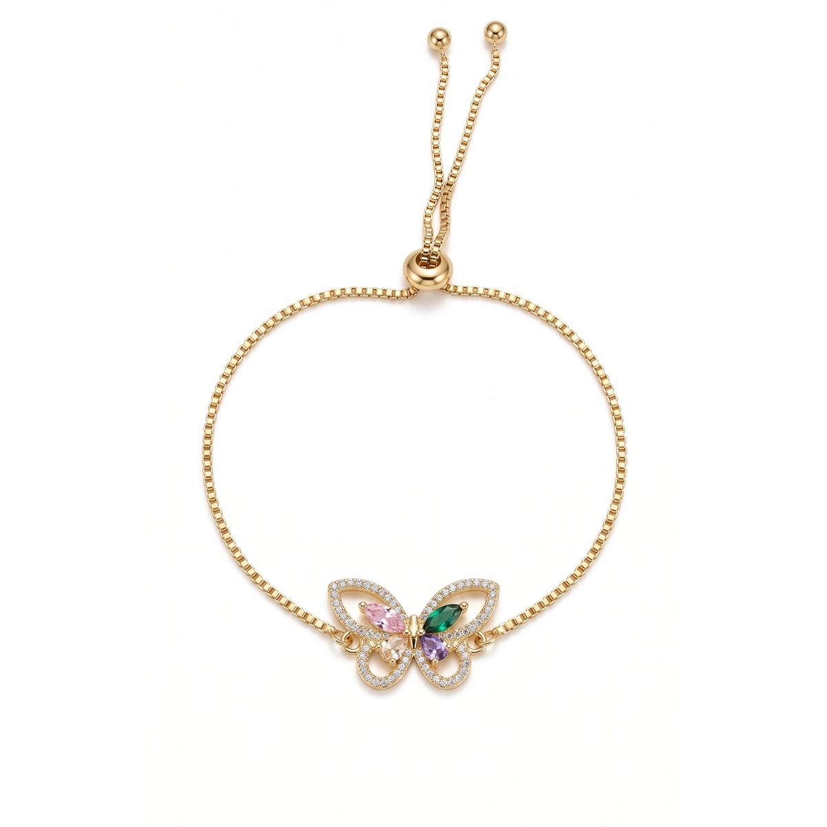 Pulsera Mariposa Papillon Doré en Pavé & Gemas Multicolore