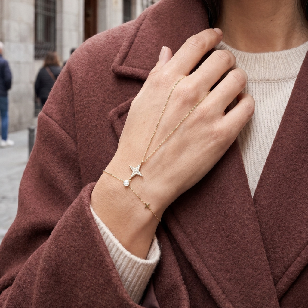 Pulsera de Mano Étoile Céleste & Solitaire Pavé Solaire