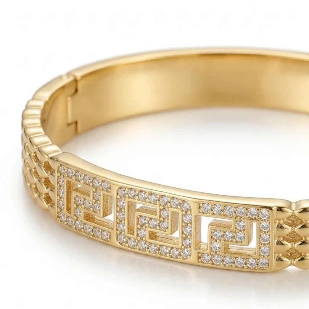 Armreif Clé Grecque Pavé Solaire
