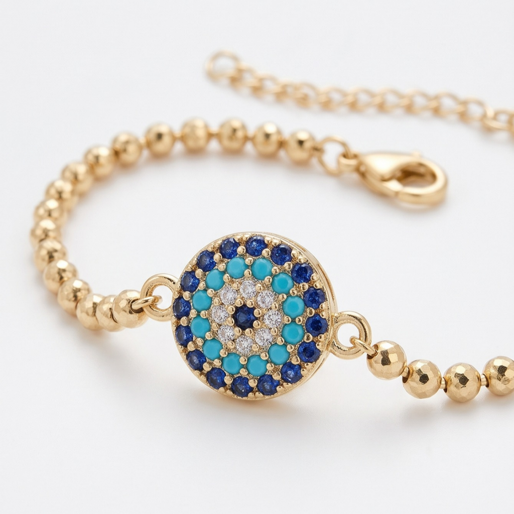 Riviera Blue Perles & Protective Eye Bracelet