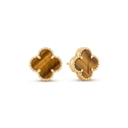 Pendientes Alhambra Tiger Eye Étoile en Oro Cálido & Borde Perlé