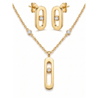 Collier et Boucles d'oreilles Mouvement & Diamant Doré