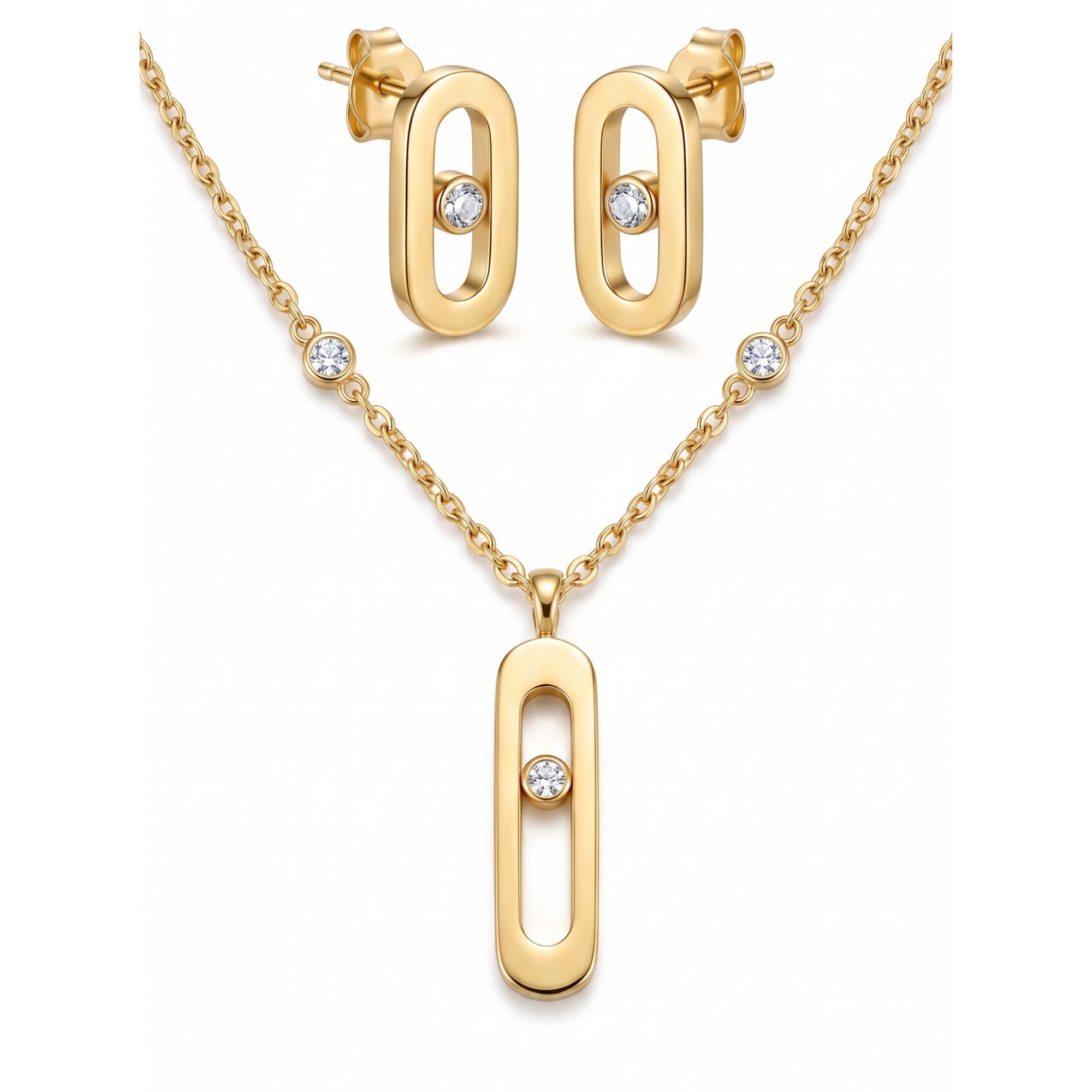 Collar y Pendientes Mouvement & Diamant Doré