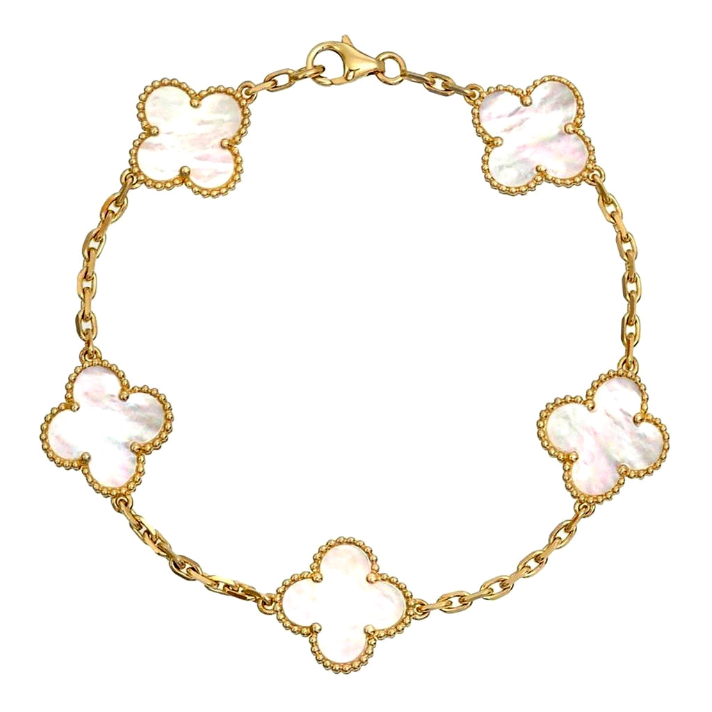 Pulsera Brazalete de Acero Chapado en Oro de 18K 100% con Diseño Floral y Geomérico