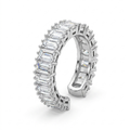 Anillo de acero ajustable de la eternidad de lujo, chapado en plata.