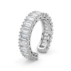 Anillo de acero ajustable de la eternidad de lujo, chapado en plata.