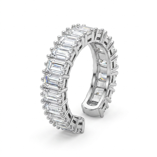 Anillo de acero ajustable de la eternidad de lujo, chapado en plata.