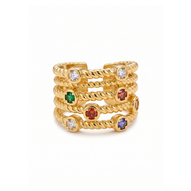 Bague Twist Bohème avec Pierres Précieuses Infinies