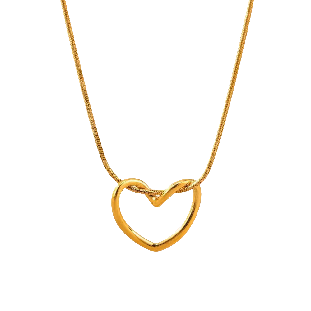 Collier cœur en acier plaqué or 18 carats