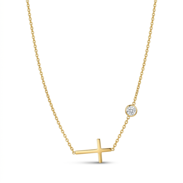 Necklace La Croix Lateral Shimmer Solitaire