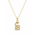Collar fino con colgante de serpiente bañado en oro de 18K con incrustaciones de circonitas blancas y ojo de cristal verde.